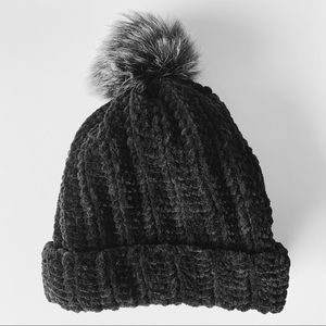 Black Velvet Knit Beanie